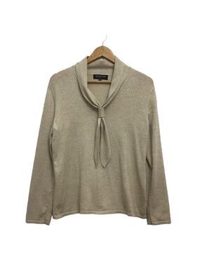 JONES NewY collection Petite top bow tie detailed knit sweater beige gold large